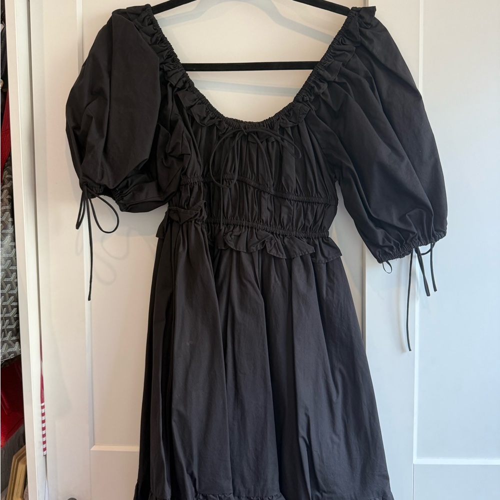 En Saison Puff Sleeve Ruffle Dress